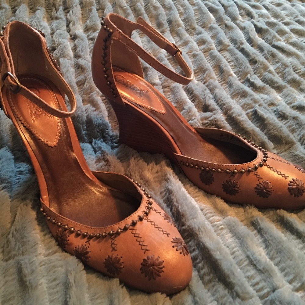 Carlos By Carlos Santana Leather Sandal Wedges